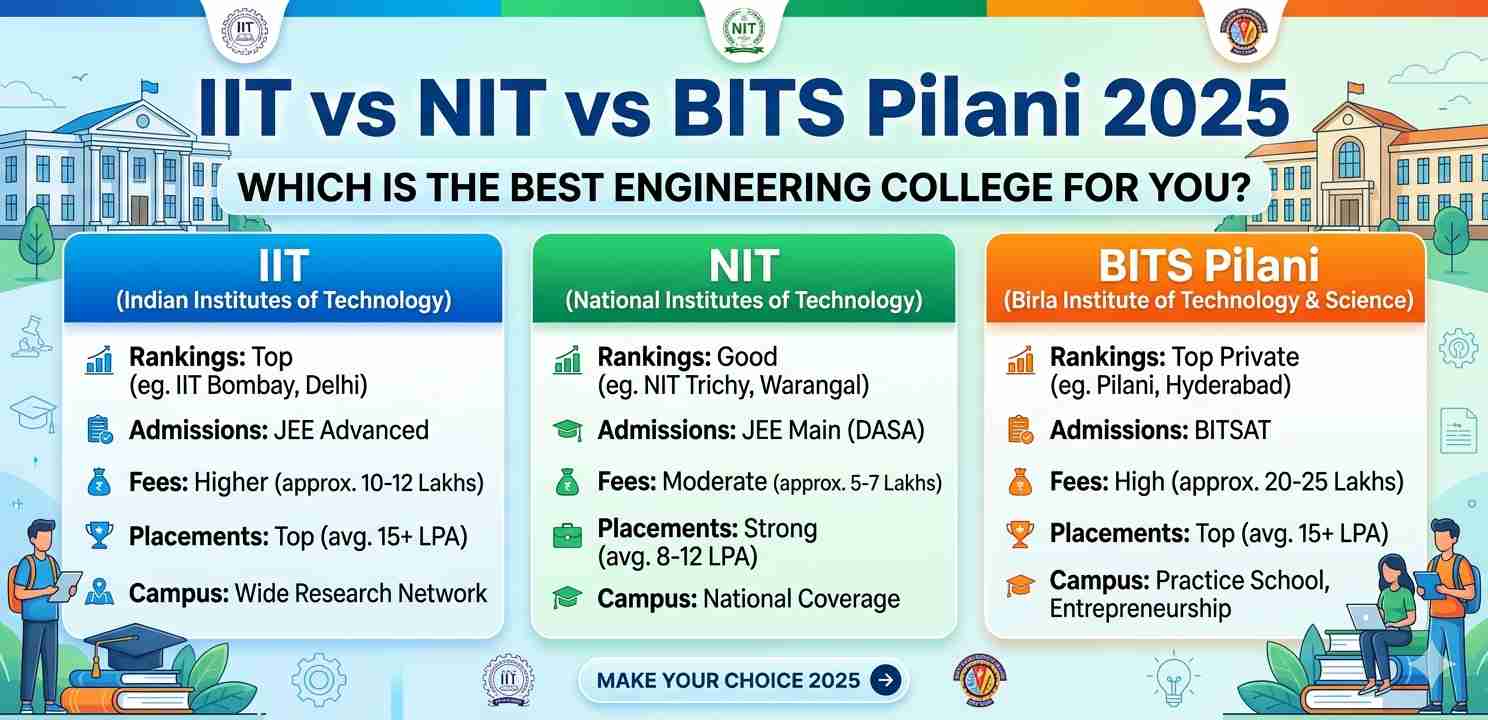 IIT vs NIT vs BITS Pilani 2025: Which Is the Best Engineering College for You?