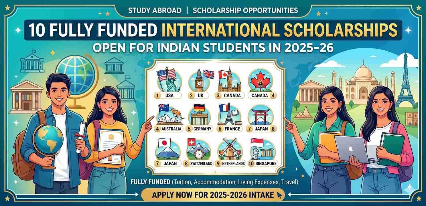 10 Amazing Fully Funded International Scholarships Open for Indian Students in 2025–26